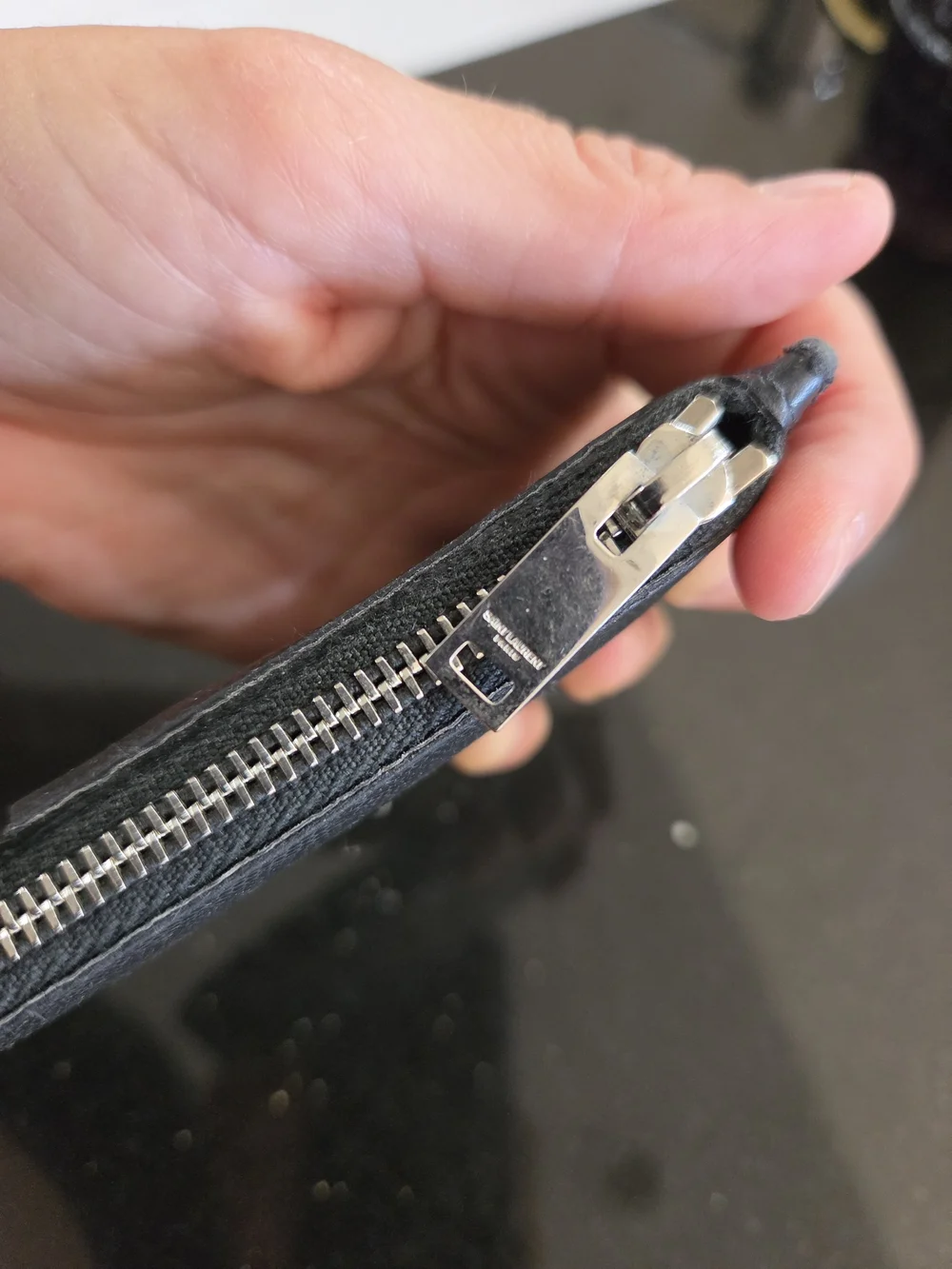 Saint Laurent Black Leather Zip Card Holder Wallet - Picture 7 of 15